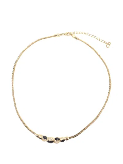 Pre-owned Dior 20th Century Gold Plated Enamel And Strass Choker Necklace Costume Necklace