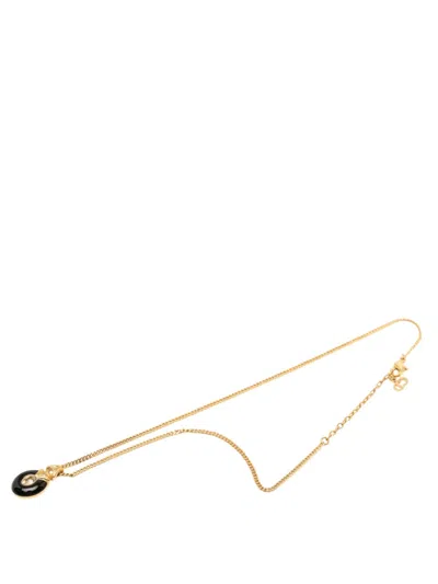 Pre-owned Dior 20th Century Gold Plated Enamel Strass Tear Drop Pendant Necklace Costume Necklace
