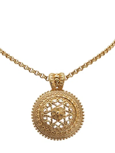 Pre-owned Dior 20th Century Gold Plated Filigree Pendant Necklace Costume Necklace