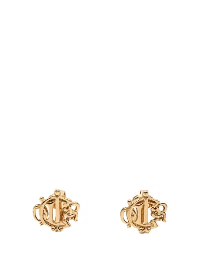 Pre-owned Dior 20th Century Gold Plated Logo Clip On Earrings Costume Earrings
