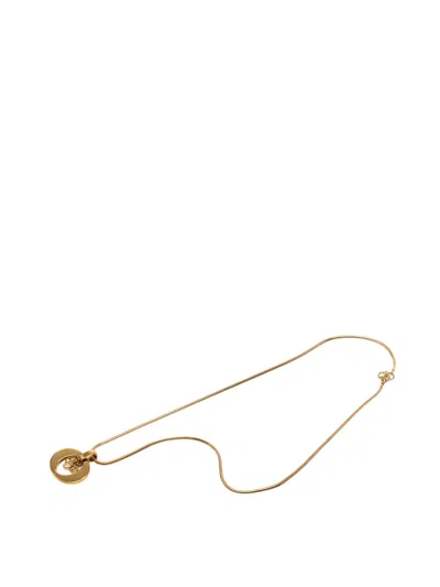 Pre-owned Dior 20th Century Gold Plated Logo Oval Pendant Necklace Costume Necklace