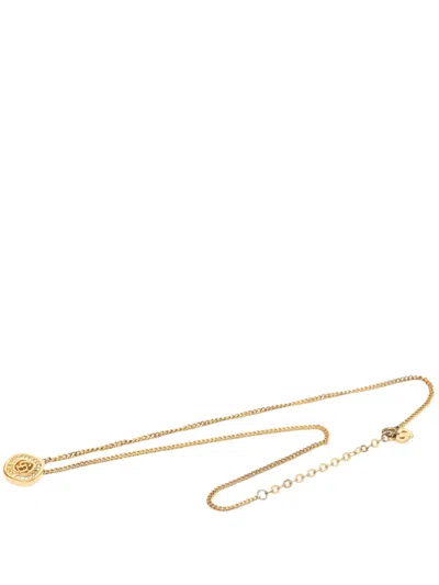 Pre-owned Dior 20th Century Gold Plated Strass Cd Logo Pendant Necklace Costume Necklace