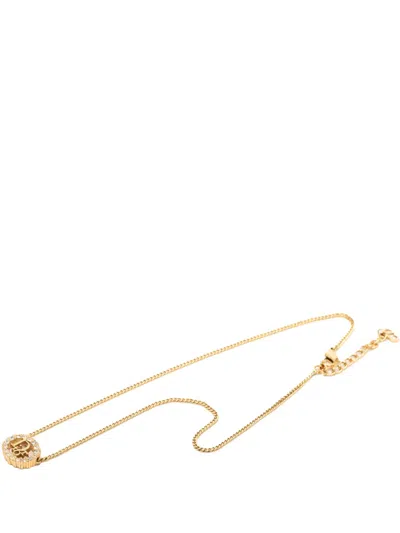 Pre-owned Dior 20th Century Gold Plated Strass Cd Logo Pendant Necklace Costume Necklace
