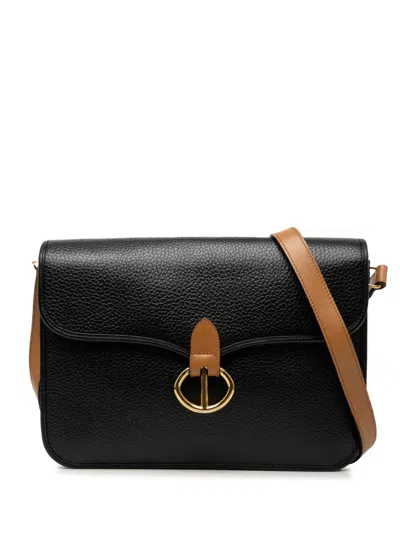 Pre-owned Dior 20th Century Grained Calfskin Crossbody Bag In Black