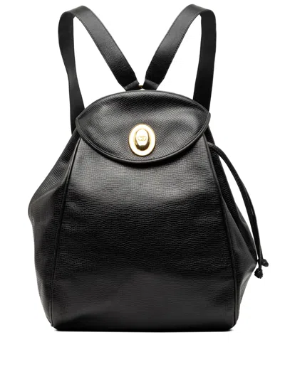Pre-owned Dior 20th Century Grained Leather Backpack In Black