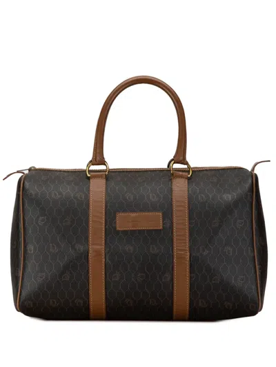 Pre-owned Dior 20th Century Honeycomb Boston Bag In Black