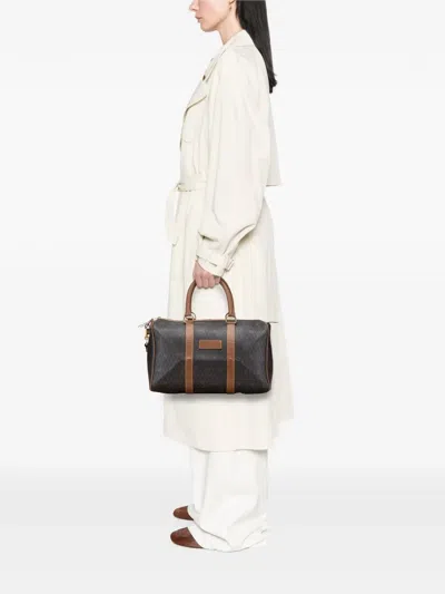 Pre-owned Dior 20th Century Honeycomb Coated Canvas Boston Bag In Black