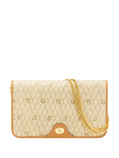 Pre-owned Dior 20th Century Honeycomb Coated Canvas Chain Shoulder Bag