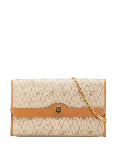Pre-owned Dior 20th Century Honeycomb Coated Canvas Chain Shoulder Bag