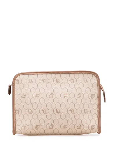 Pre-owned Dior 20th Century Honeycomb Coated Canvas Clutch Bag