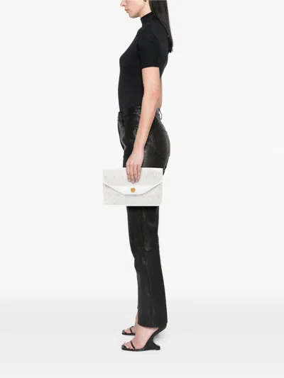 Pre-owned Dior 20th Century Honeycomb Coated Canvas Clutch Bag In 白色