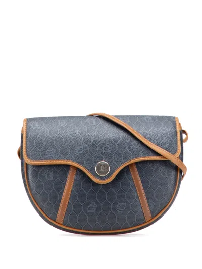 Pre-owned Dior 20th Century Honeycomb Coated Canvas Crossbody Bag In Black