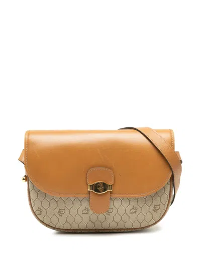 Pre-owned Dior 20th Century Honeycomb Coated Canvas Crossbody Bag In Neutrals