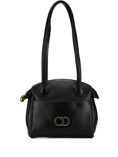 Pre-owned Dior 20th Century Leather Cd Logo Shoulder Bag In Black