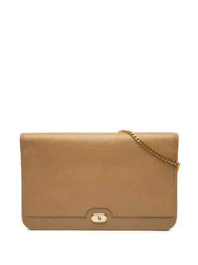 Pre-owned Dior 20th Century Leather Chain Crossbody Bag In Brown