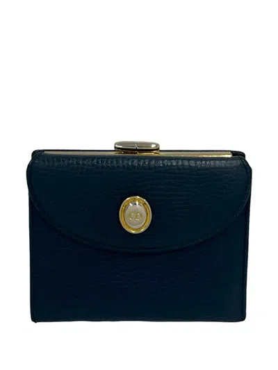 Pre-owned Dior 20th Century Leather Clasp Bifold Wallet Small Wallets In Blue