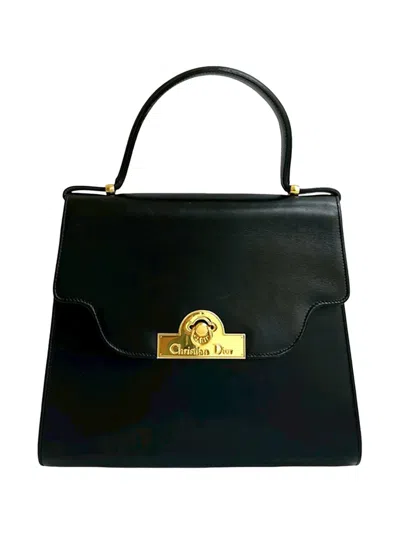 Pre-owned Dior 20th Century Leather Top Handle Bag Satchel In Black