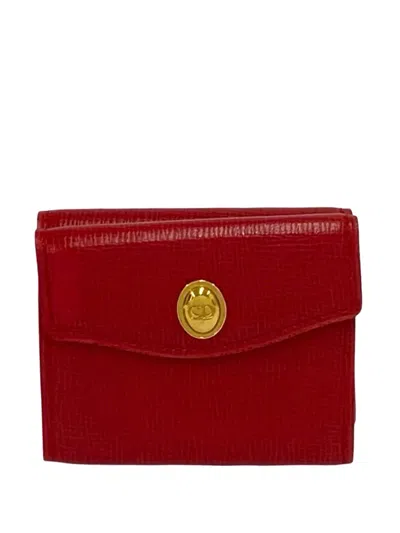 Pre-owned Dior 20th Century Leather Trifold Wallet Small Wallets In Red