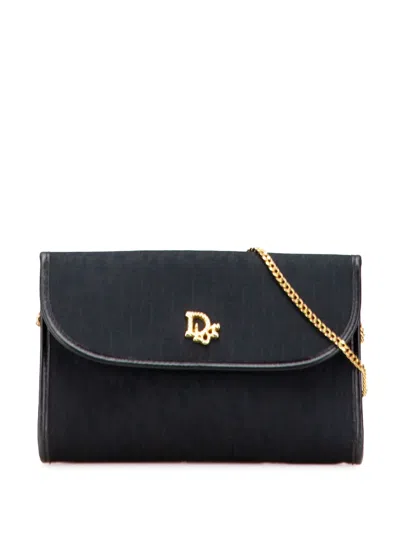 Pre-owned Dior 20th Century Mini Issimo Trotter Canvas Chain Shoulder Bag In Black