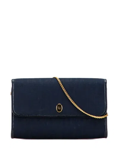 Pre-owned Dior 20th Century Oblique Canvas Chain Crossbody Bag In Blue