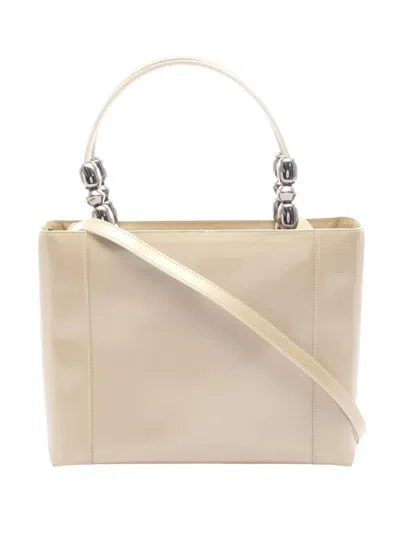 Pre-owned Dior 20th Century Patent Malice Pearl Satchel In Neutrals