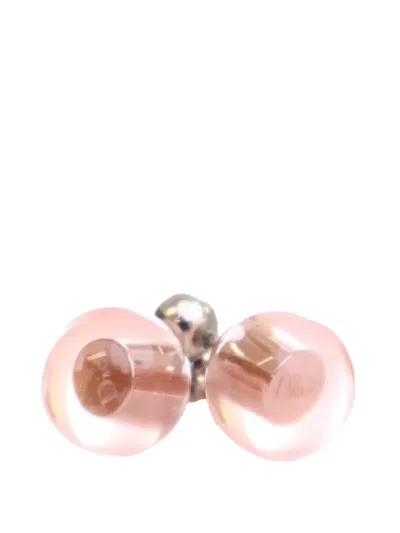 Pre-owned Dior 20th Century Resin Mise En  Tribales Logo Earrings Costume Earrings In Pink