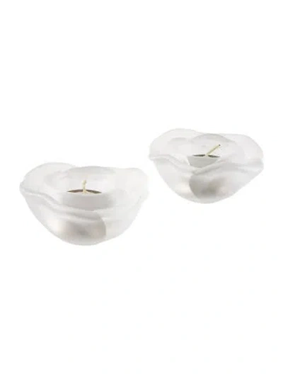 Pre-owned Dior 2-piece Crystal Flower Votive Set In Clear