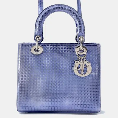 Pre-owned Dior 2way Handbag Metalicpurple Leather Size Medium In Purple