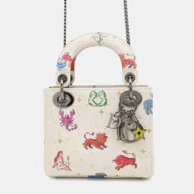 Pre-owned Dior 2way Handbag With Constellation Motif White/multicolors0856bner Leather Size Mini