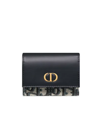 Dior 30 Montaigne Trifold Wallet In Black