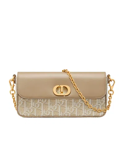 Dior 30 Montaigne Avenue East-west Double Strap Mini Chain Bag In Nude