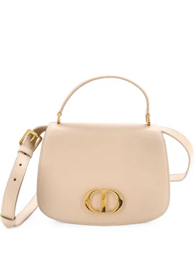 Pre-owned Dior 30 Montaigne Avenue Top Handle Bag Leather Medium Satchel In Neutrals