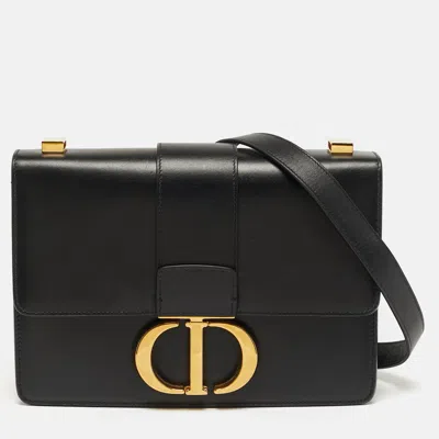 Pre-owned Dior 30 Montaigne Black Leather Shoulder Bag