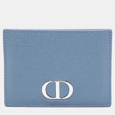 Pre-owned Dior 30 Montaigne Blue Leather Card Holder