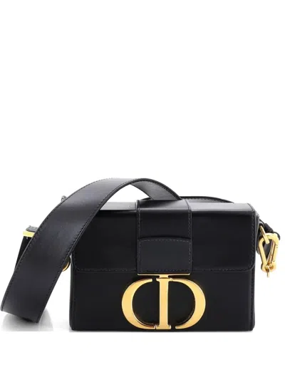 Pre-owned Dior 30 Montaigne Box Bag Leather Crossbody Bag In Black