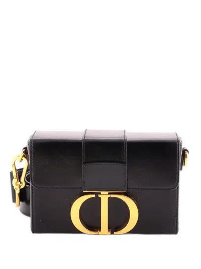 Pre-owned Dior 30 Montaigne Box Bag Leather Crossbody Bag In Black