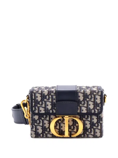 Pre-owned Dior 30 Montaigne Box Bag Oblique Canvas Crossbody Bag In Blue