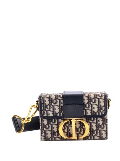 Pre-owned Dior 30 Montaigne Box Bag Oblique Canvas Crossbody Bag In Blue