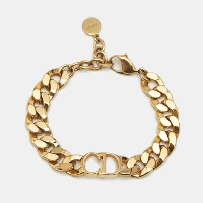 Pre-owned Dior 30 Montaigne Cd Gold Tone Bracelet