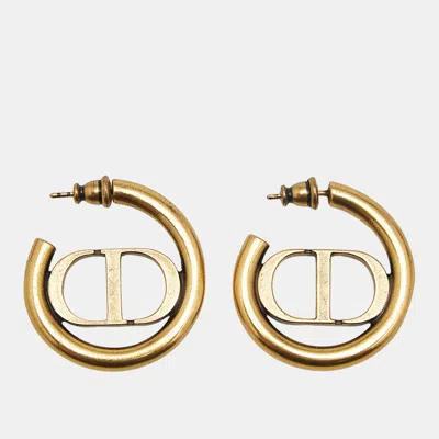 Pre-owned Dior 30 Montaigne Cd Gold Tone Earrings