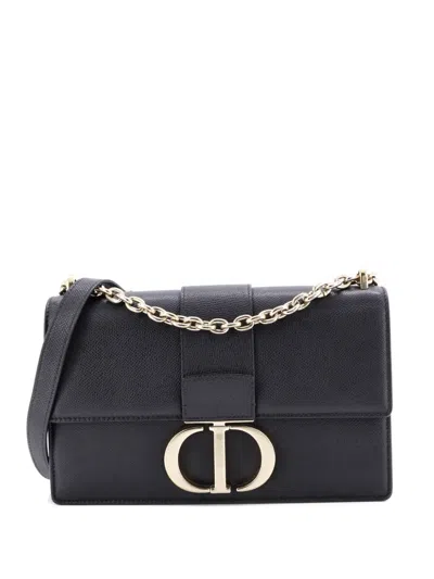 Pre-owned Dior 30 Montaigne Chain Flap Bag Leather Crossbody Bag In Black