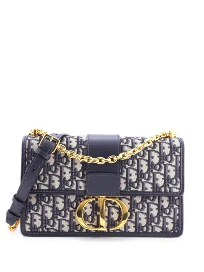 Pre-owned Dior 30 Montaigne Chain Flap Bag Oblique Canvas Shoulder Bag In Blue