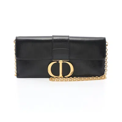 Dior 30 Montaigne Chain Shoulder Bag Leather In Black