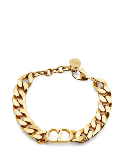 Pre-owned Dior 30 Montaigne Curb Chain Bracelet In Gold