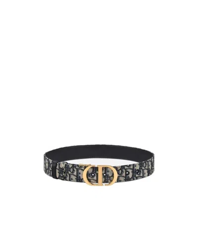 Dior 30 Montaigne Double-sided Jacquard Belt In Black