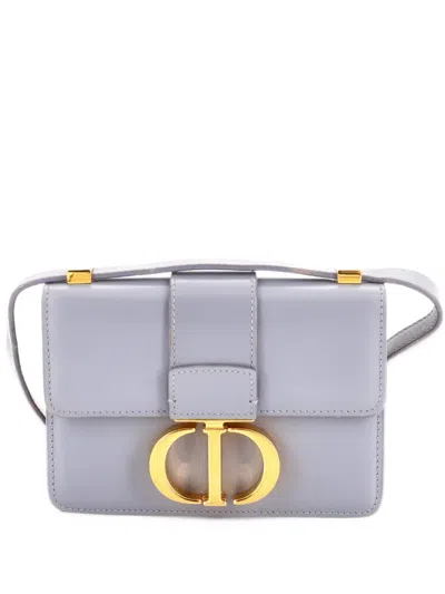 Pre-owned Dior 30 Montaigne Flap Bag Leather Micro Shoulder Bag In Blue