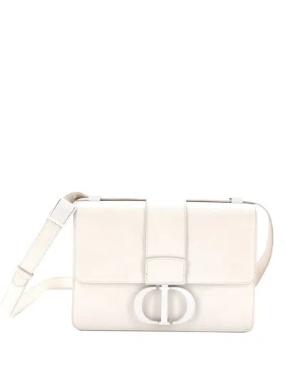 Pre-owned Dior 30 Montaigne Flap Bag Leather Shoulder Bag In Neutral