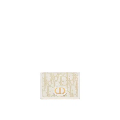 Dior 30 Montaigne Glycine Jacquard Wallet Women In White