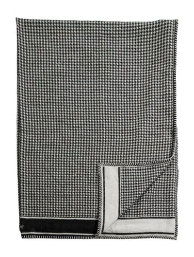 Pre-owned Dior 30 Montaigne Houndstooth Throw Blanket In Black