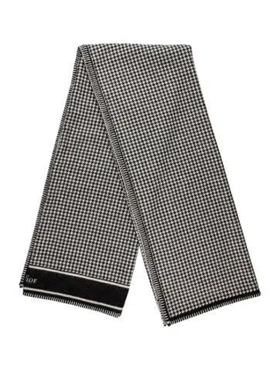 Pre-owned Dior 30 Montaigne Houndstooth Throw Blanket In Black